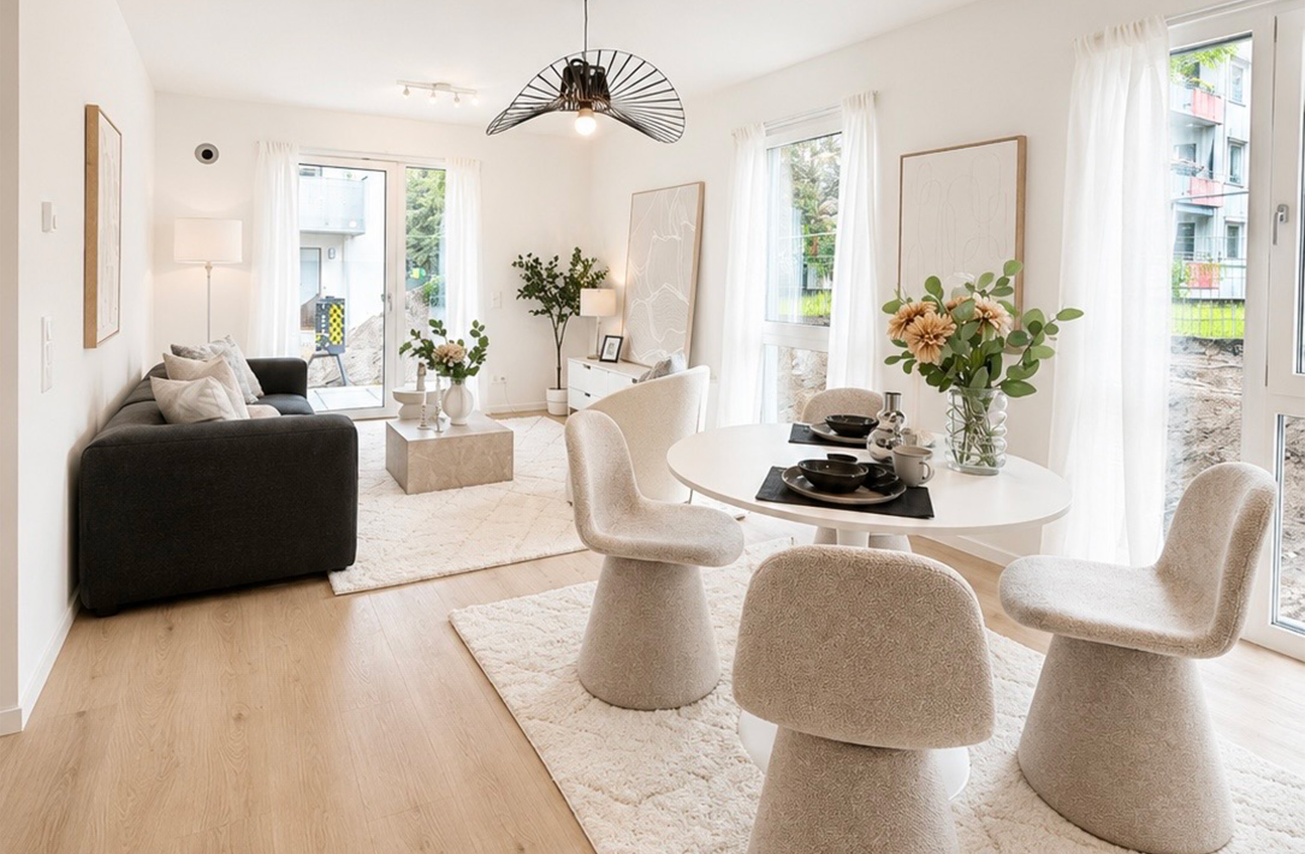Wohnzimmer bei Nacht